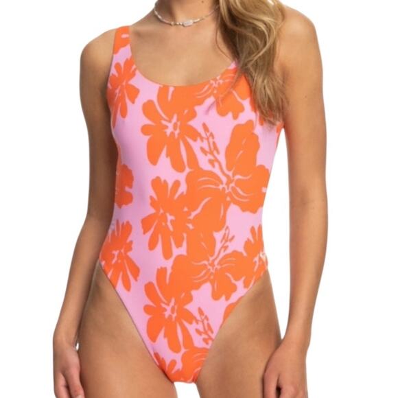 Roxy Kate Bosworth swimsuit One Piece floral pink orange size XXL - Picture 1 of 8